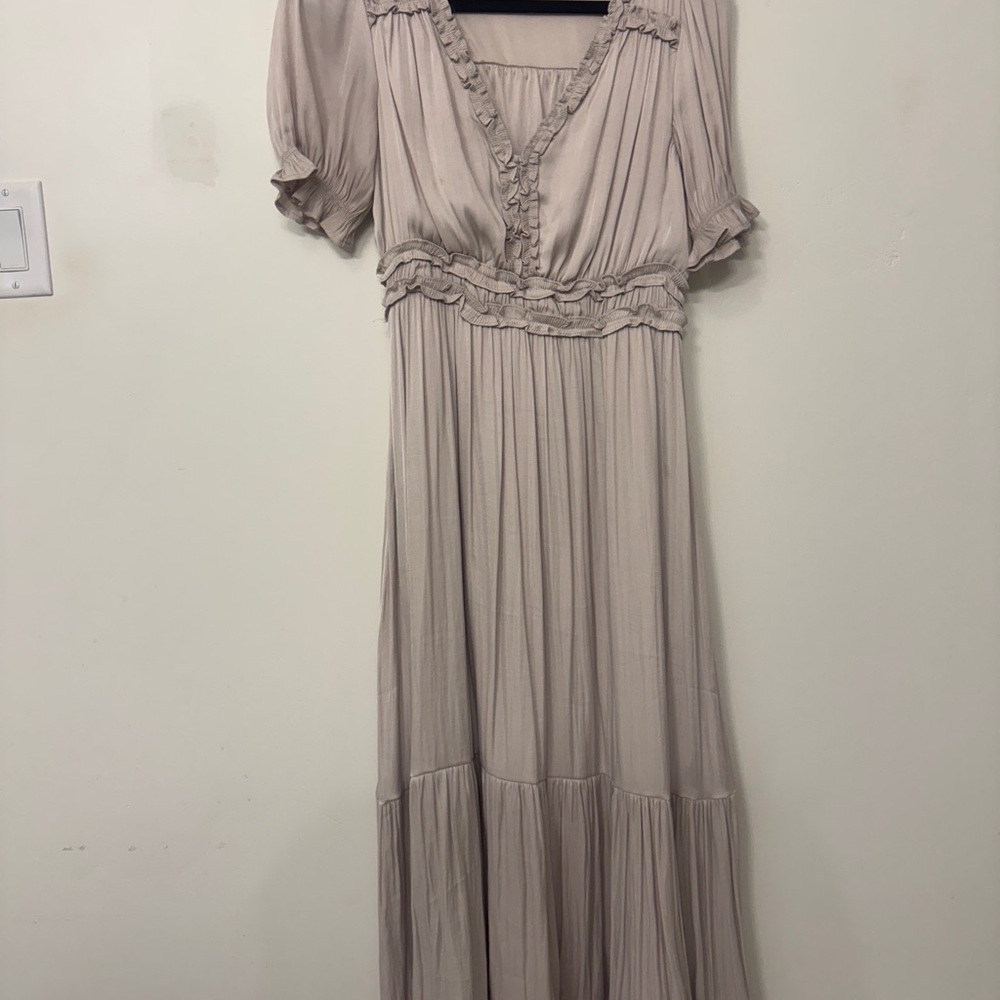 Shop Stevie Cream Maxi Dress with Ruffle Details